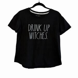 Rae Dunn Womens "Drink Up Witches" Black TShirt M Girls Weekend Halloween Witchy